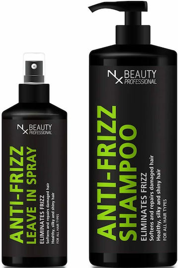 NX Beauty Professional Anti-Frizz Hair Care Set for Frizzy Hair with Shampoo Lotion and Spray 2 Pieces