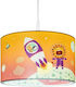 Elobra Space Mission Single Bulb Kids Lighting Pendant Wooden 40W with Drive Size E27 Orange