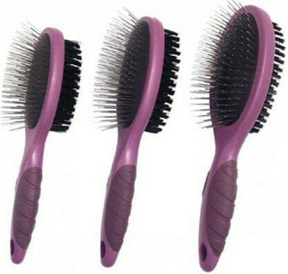 Rosewood Sided Brush Small for Misc Hair Lengths Double Sided for Coat Grooming Purple