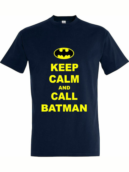 T-shirt Unisex " Keep Capm And Call Batman ", French Navy