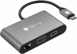 Techly USB-C Dockingstation mit HDMI 4K Ethernet (IADAP USB31-DOCK3)