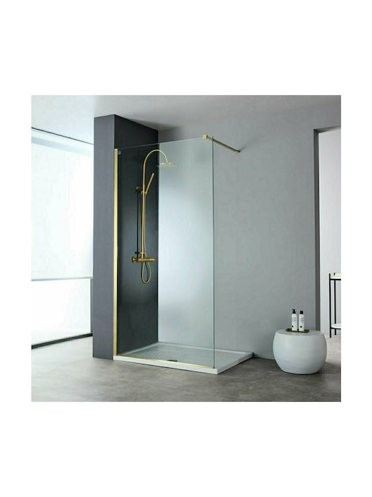 Devon Iwis Walk-In Διαχωριστικό Ντουζιέρας 77-79x200cm Clean Glass Gold Brushed