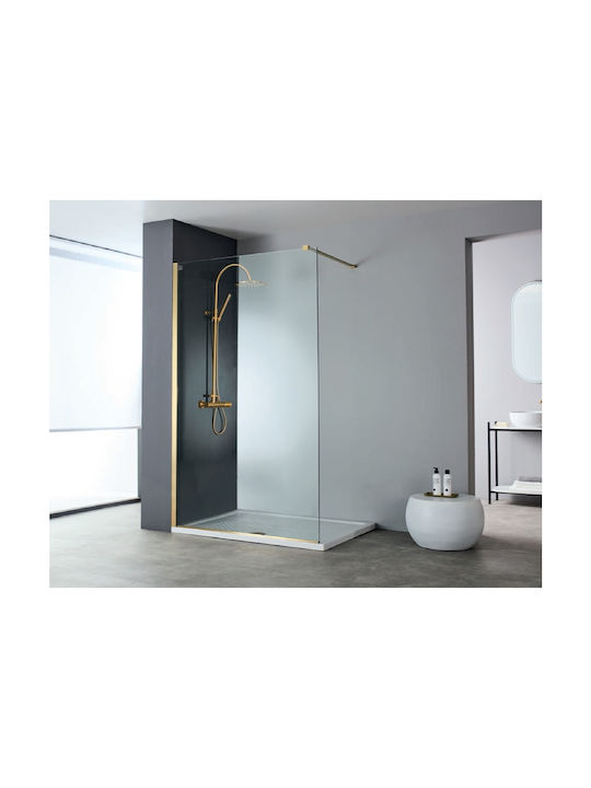 Devon Iwis Walk-In Διαχωριστικό Ντουζιέρας 137-139x200cm Clean Glass Gold Brushed