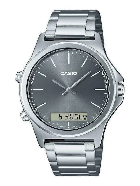 Casio Herrenuhr 41.6mm Batterie mit Silber Metallarmband