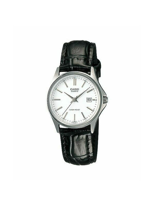Casio Watch Battery with Black Leather Strap