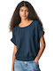 Pepe Jeans Margot Women's Summer Blouse Short Sleeve Navy Blue