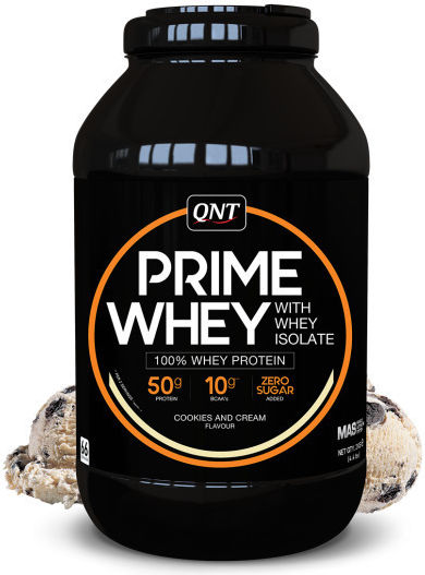 QNT Prime Whey with Whey Isolate Πρωτεΐνη Ορού Γάλακτος Χωρίς Γλουτένη με Γεύση Cookies & Cream 908gr