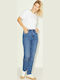 High Waist Women's Jean Trousers in Slim Fit Medium Blue