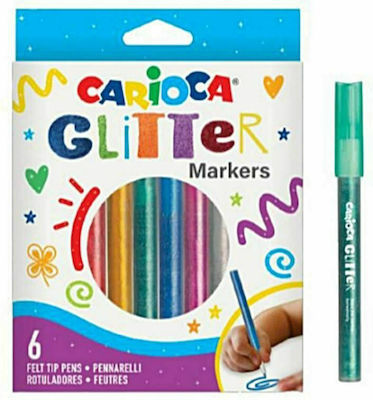 Carioca Glitter Drawing Markers Set 6 Colors 42190