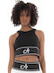 Women's Athletic Crop Top Sleeveless Black