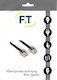 FT Electronics Flat Τηλεφωνικό Καλώδιο RJ11 6P4C 7.5m Μαύρο (FTT16-309)