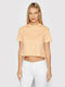 Guess Women's Summer Crop Top Cotton Short Sleeve Orange