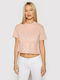 Guess Women's Summer Crop Top Cotton Short Sleeve Pink