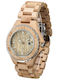 Bewell Men's Watch 48mm Battery with Beige Wooden Bracelet