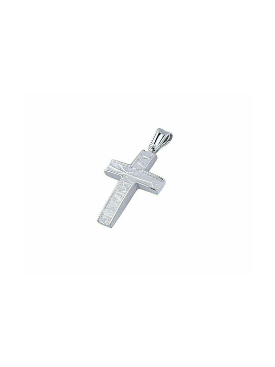 14K White gold male cross, T16319