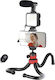 Vlogging Kit 04LM Handy-Stative Bluetooth mit Aufhelllicht Schwarz