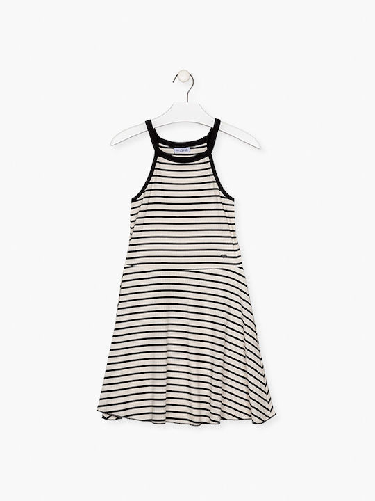 Losan Kids Dress Striped Sleeveless White