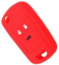 Silicone Car Key Cover Case with 3 Buttons for Chevrolet Red