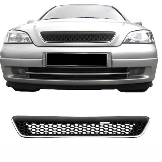 JOM Μάσκα για Opel Astra G 1998-2004 Κυψελωτή Χρώμιο/Μαύρη