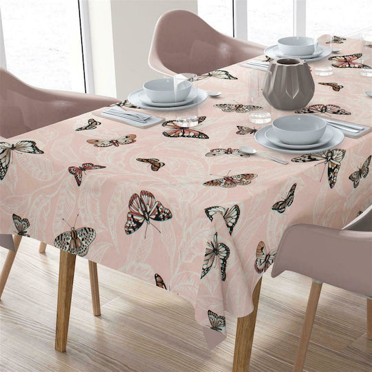 Dimcol Checkered Stain Resistant Butterfly 450 Coral 90x90cm