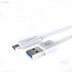 Remax Full Speed Flat USB 2.0 Cable USB-C male - USB-A male Λευκό 2m (88-00319)