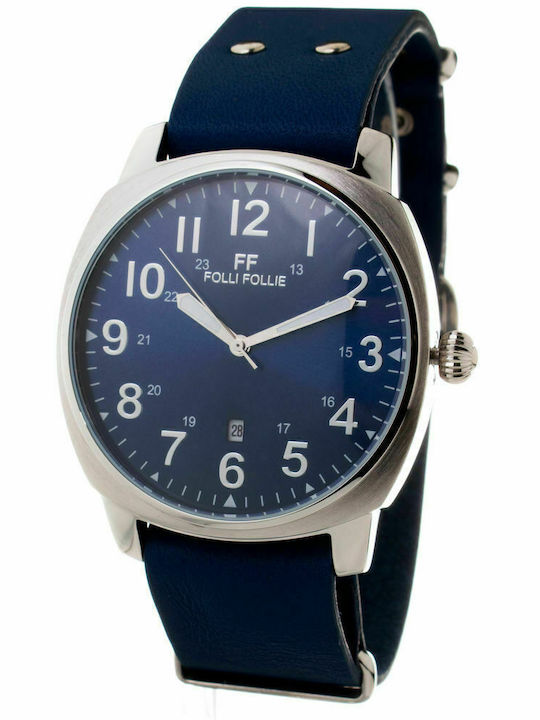 Folli Follie Women's Watch with Navy Blue Leather Strap