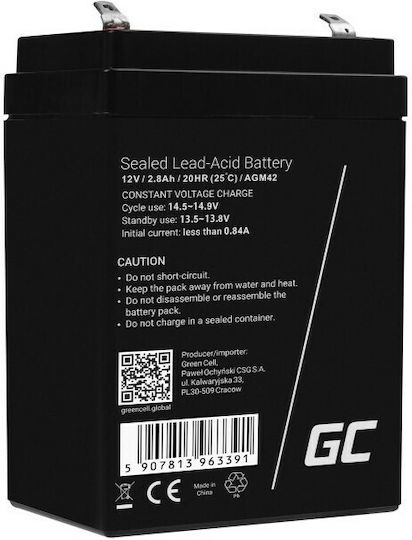 Green Cell UPS Battery with Capacity 2.8Ah and Voltage 12V AGM42 1pcs