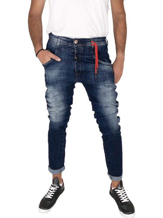 Men's Jeans Pants Elastic with Loose Fit Blue