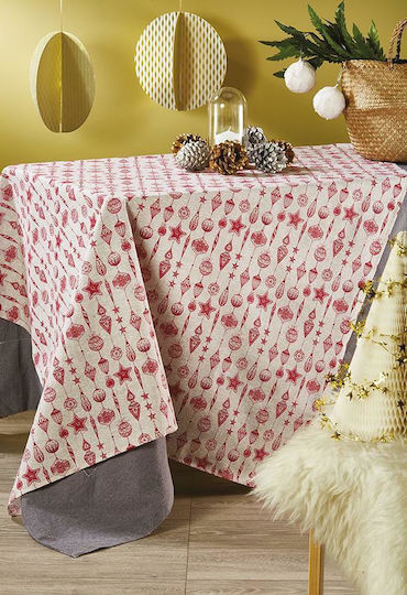 Whitegg Lon 07 Christmas Tablecloth Fabric Beige L180xW140cm.