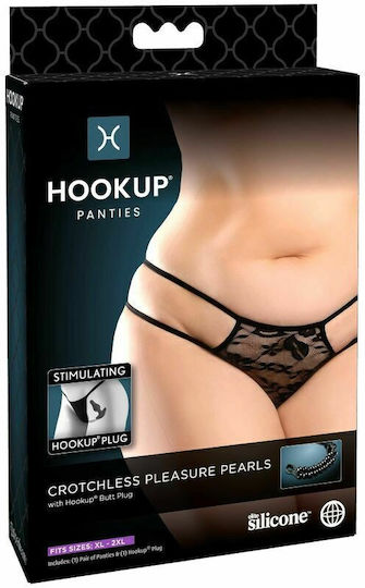 Pipedream Hook Up Panties Crotchless Pleasure Pearl Plus Size
