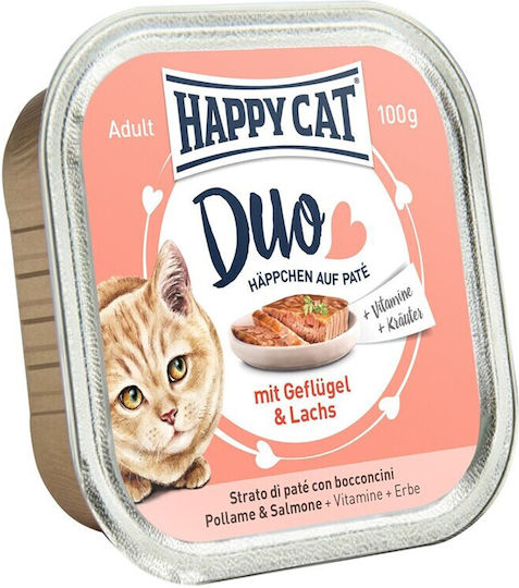 Happy Cat Minkas Duo Wet Food for Adult Cats in Cans with Turkey 100gr