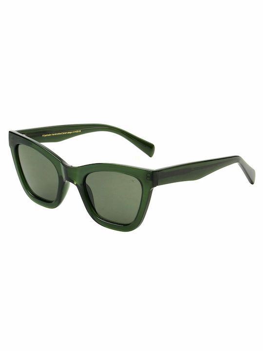 A.Kjaerbede Big Kanye Women's Sunglasses with Green Acetate Frame and Green Lenses
