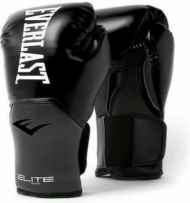 Everlast Elite Pro Style Synthetic Leather Boxing Competition Gloves Black