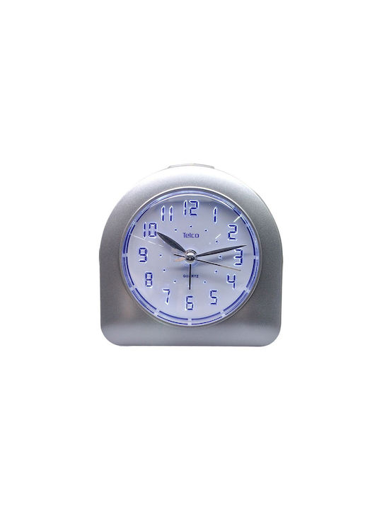 Telco Επιτραπέζιο Ρολόι με Ξυπνητήρι Ασημί 030013