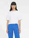 Tana Women's Summer Crop Top Cotton Short Sleeve White