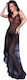 Chilirose Tulle Room Dress With Red Lace Embroidery Black