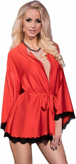 Chilirose Sexy Ρόμπα Satin & Lace Robe Red