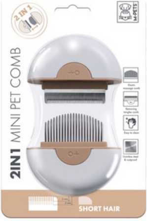 M-Pets Mini Pet Comb XSmall for Short-Haired Dogs for Coat Cleaning Brown