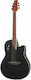Ovation Semi-Acoustic Guitar Applause Elite Mid Cutaway Cutaway Black Satin