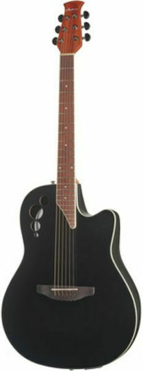 Ovation Semi-Acoustic Guitar Applause Elite Mid Cutaway Cutaway Black Satin