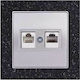 Mutlusan Elitra Plus Corian 11987 Двойна Мрежова контактна гнездо RJ45 с рамка в цвят Черен