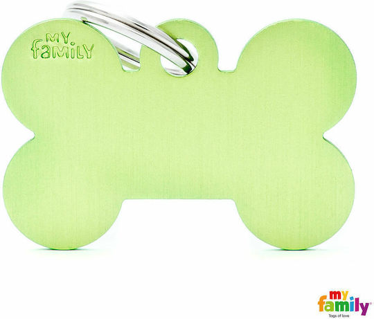 My Family Basic Etichetă Pentru Identificarea Câinelui Os Verde Metalic Personalizată