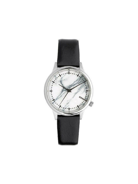 Komono Watch with Black Leather Strap