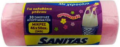 Sanitas Αρωματικές Σακούλες Απορριμάτων με Χερούλια 46x50cm 30τμχ Ροζ