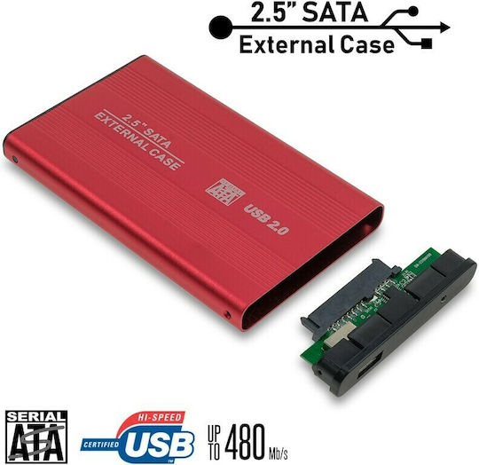 Case for Hard Drive 2.5" SATA III with Connection USB 2.0 Red