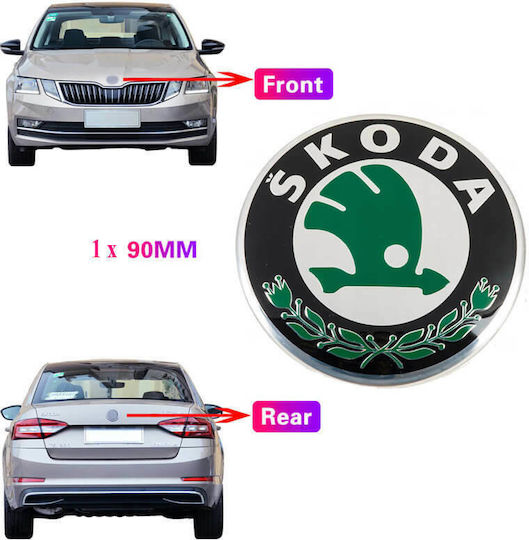 Carner Autocolante Sigle Auto Skoda 9cm pentru Capotă Auto în Culoarea Verde 1buc