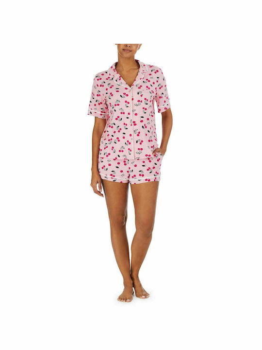 DKNY Sommer Damen Pyjama-Set Baumwolle Rosa