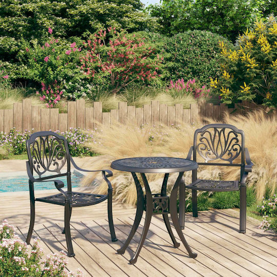 Garten- und Outdoor-Möbelsets für kleine Außenbereiche Bistro 3 Stück Schwarz mit Sonnenschirmhalter