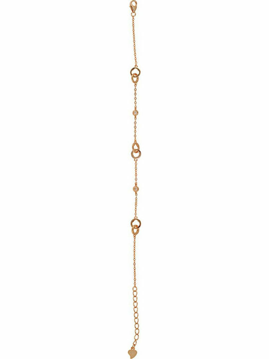 Slevori Women's Bracelet Chain made of Silver Gold Plated with Zircon