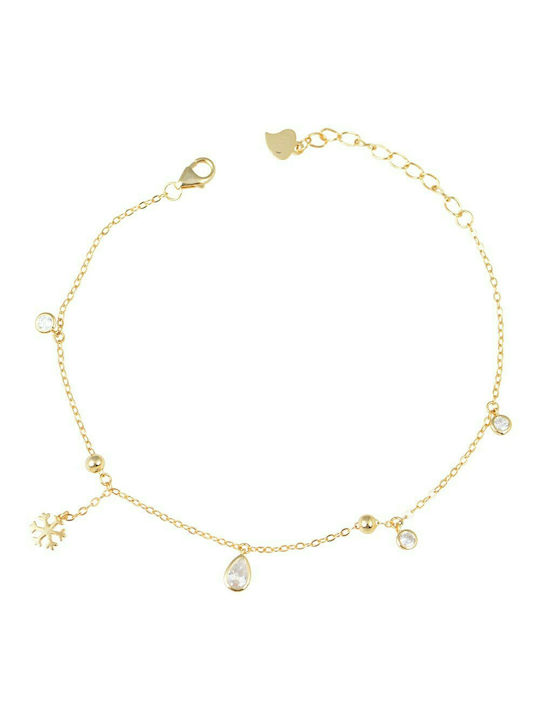 Slevori Bracelet Chain made of Silver Gold Plated with Zircon